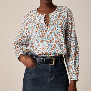 🌹 J. Crew Shirred Popover Top in Rosewood Floral